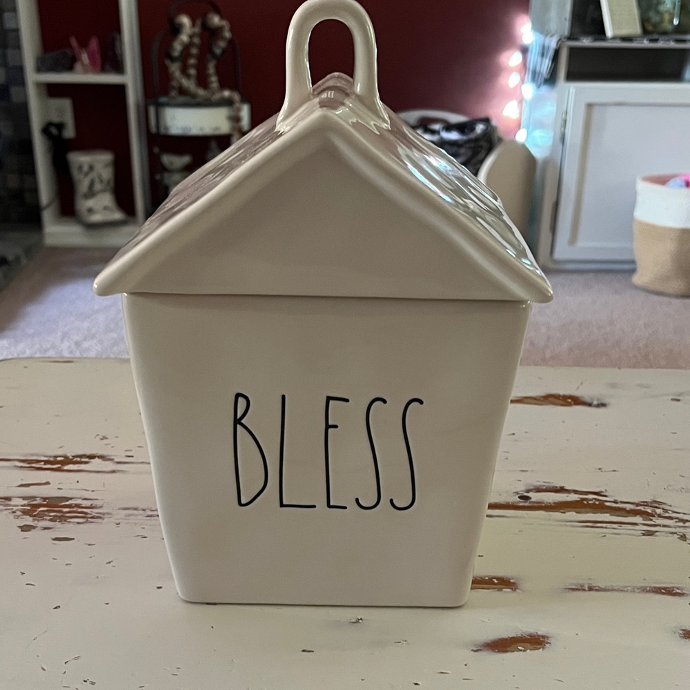 Bless Ceramic House Container.     Rae Dunn